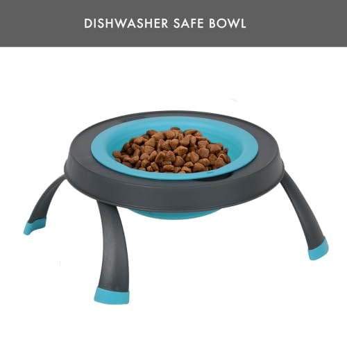 Dexas Pets Elevated Pet Feeder, Small, 1.5 Cup Capacity, Blue, Raised Pet Food and Water Bowl - color: Blue, size: Small/1.5 Cup Capacity