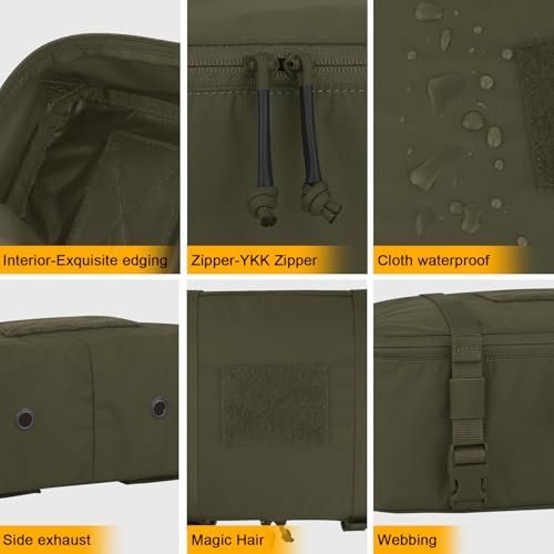 PETAC GEAR 4 PCS Tactical Modular Packing Cubes with Waterproof Material, Large Capacity Storage Bag, Easy Clean Outdoor Travel Organize Storage Pouches Bags (RG) - color: RG