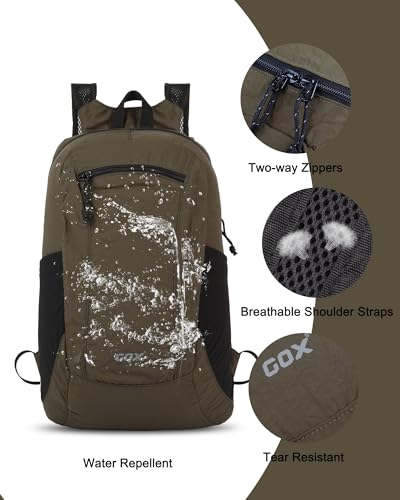GOX Foldable 20l Backpack For Travel Lightweight Hiking Packable Daypack for Men Travel Camping Outdoor Bag Women (Jasper) - color: Jasper