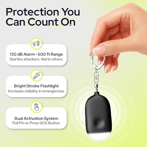 Weten Rechargeable Personal Alarm Keychain - 130dB Siren & LED Light - 2 Pack Personal Safety Alert for Women to Carry - Panic Button Alarm for Security - Rape Whistle for Self Defense (Black&Blue) - color: I - Black&Blue
