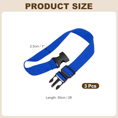 PATIKIL Utility Straps with Quick Release Buckle, (1 Inch x 2 Feet, Blue) (3 Pcs) Adjustable Luggage Polyester Straps Backpack Webbing, Suit for Sleeping Bag/Camping/Hiking - color: Blue, size: 1 Inch x 2 Feet