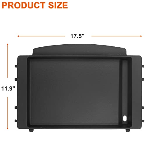 DELSbbq 7658 Cast Iron Griddle for Weber Spirit II/I 200 300, Genesis Grill | Plate for Genesis Gold/Silver B & C, for Genesis Platinum, for Genesis 1000-5000, Sunken Grease Drain Channel, 17.5"x11.9" - size: 17.5" x 12" x 2"