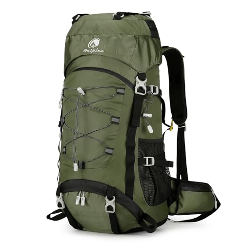 60L Camping Backpack, Large Backpacking Backpack for Hiking, Green | with Rain Cover, Waterproof, for Men & Women, Lightweight, Large & Long, Rucksack Pack for Climbing Touring Travel Camping - color: Dark Green