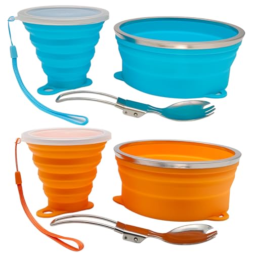 Mess Kit for Camping 2 Pack - color: Blue+Orange