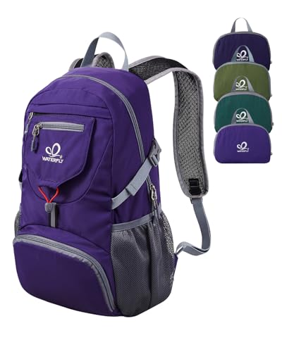 WATERFLY Small Lightweight Packable Backpack: 20l Ultra Light Foldable Travel Hiking Camping Daypack Day Pack for Man Woman | 20L,Recycled nylon material,Multi-compartment storage,Water-resistant,Everyday carry,Ultra Light Foldable Travel Day Pack - color