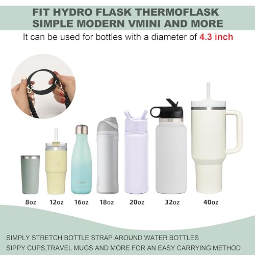 Wongeto Water bottle strap ajustable Shoulder Strap for Stanley 20/40/30 Oz Tumbler Water Bottle - color: Black