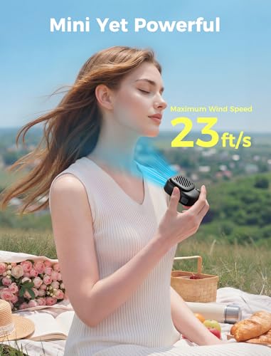 Aecooly Mini Portable Neck Fan, Mighty Hands Free Fan, Magnetic Fit - color: Black, size: Magnetic