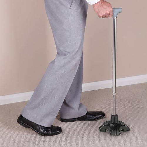 supregear Cane Tip 1 inch Heavy Duty - Self Standing Rubber Quad Base | Non-Slip 4 Prong Replacement Foot Pad for Walking Cane - Metal Insert for Enhanced Stability and Comfort, 1" I.D - size: 1 inch