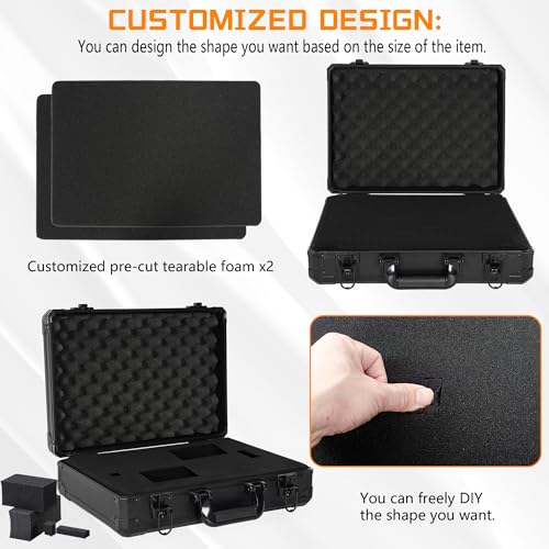 17 Inch Hard Carrying Storage Case | Ideal for Microphone & Camera Gear Transportation, DJ Mixer Case with Customizable Pre-Diced Foam, 17 X 12 X 6 Inch, Black - size: Inner：16.5''X 11.5''X 5.5''