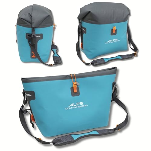 ALPS Mountaineering EverDry Roll-Top Tote – Waterproof Travel & Beach Bag with Adjustable Strap & Lashing Points for Boating & Kayaking - color: Blue, size: 30-55L