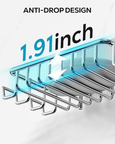 Nieifi Bar Soap Holder for Shower Wall, Adhesive Soap Dish for Bathroom | Stainless steel, razor holder, 4 hooks, soap dish for shower, wall mounted, soap caddy, sponge holder, rustproof, silver - color: A-silver, size: 1 Pack