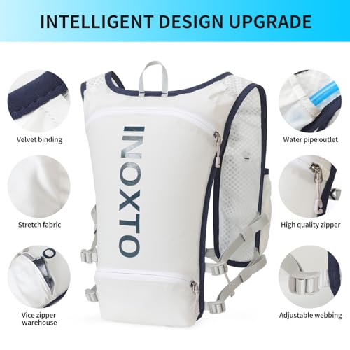 INOXTO Running Hydration Vest Backpack,Lightweight Insulated Pack with 1.5L Water Bladder Bag Daypack for Trail Hiking Running Cycling Race Marathon for Women Men - color: White
