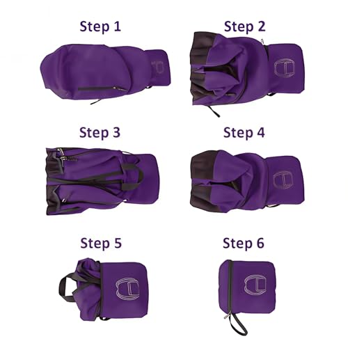 MounTop Outdoor Lightweight Foldable Water Resistant Backpack for Travel Hiking Riding - color: Purple