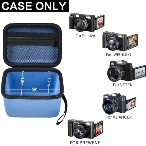 Comecase Vlogging Camera Case for Duluvulu/for VJIANGER 4K Digital Cameras | Mesh Pocket for Charging Cables and Batteries, Travel Storage for Vloggers, Parties and Camping (Blue) - Case Only - color: Blue, size: M