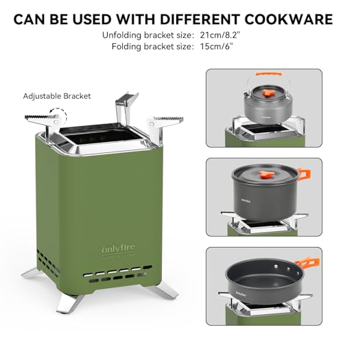 2-in-1 Wood Burning Fire Pit with Pot Rack, 9" Tabletop Fireplace, Green | Portable Stainless Steel Camp Stove with Carry Bag for Camping, Patio, Backyard, RV & Tailgating, Smokeless Firepit, FP052 - color: Green, size: 9"