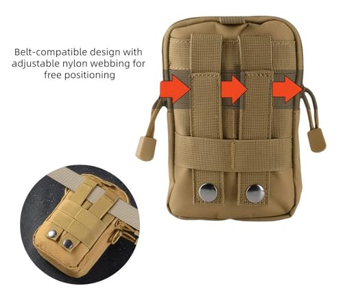 Tactical EDC Compact Waist Bag MOLLE Tool Pouch for Camping Hiking Hunting - color: Brown