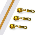 Sawoake Nylon Coil Zipper 10 Yards Bulk, #5 White with Gold Teeth, Includes 10PCS Sliders for DIY Sewing, Crafts, Bags, Apparel Repair (#5 Gold White) - color: Gold-White
