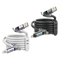 MFish 2-Pack 240W 4-in-1 Multi Charging Cable, Black+White, 6.6FT | Carrying Case, USB-A & USB-C to USB-C/Lightning, For iPhone 17/16/15/14, MacBook, iPad, Laptop, Samsung S25/S24 - color: Black+White, size: 2-Pack 6.6FT