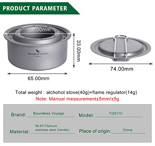 Boundless Voyage Titanium Alcohol Stove Spirit Burner with Fire Cover Outdoor Wood Stove with Stands Brackets Camping Multi-Fuels Ultralight Backpacking Stove (Stove Only) - color: Stove Only