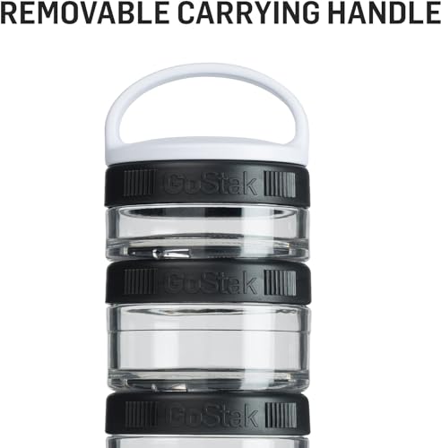 BlenderBottle GoStak Tritan Twist n' Lock Storage Jars White,11.8 Ounces,4 Count (Pack of 12) - color: White, size: Starter Pack (Pack of 48)