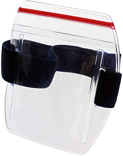 5 Pack - Heavy Duty Water Resistant Armband ID Badge Holder with Resealable Red Zip & Rugged Adjustable Arm Band (Perfect Arm Ski Pass Holder for Lift Ticket) Secure Top Load by Specialist ID - size: 5 Pack