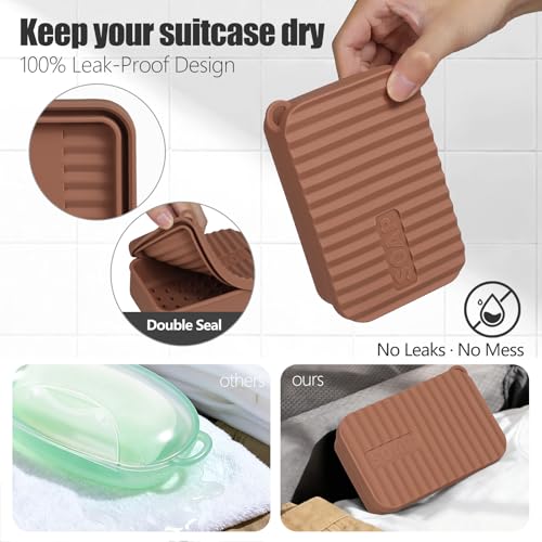 OTHIX Large Leakproof Travel Soap Case for 10 oz Bar Soap, Silicone Soap Container Compatible with Duke Cannon Big Bars, Tight-Seal Soap Box for Gym, Camping, Bathroom, Truck Drivers (Coffee Brown) - color: Coffee Brown