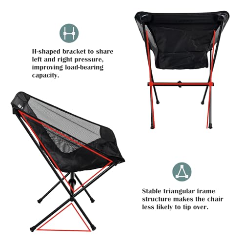 G2 GO2GETHER Ultra-Light Folding Camping Chair, All-Aluminum Frame, Surper Breathable Fabric, Easy to Carry, Compact Storage Size (1, Black) - color: Black