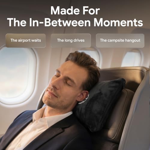 2-in-1 Travel Blanket and Pillow – Lightweight, Compact, Ultra Soft, Machine Washable – Handle, Luggage Sleeve, Backpack Clip – for Travel Airplane, Car, Office (Black) - color: Black