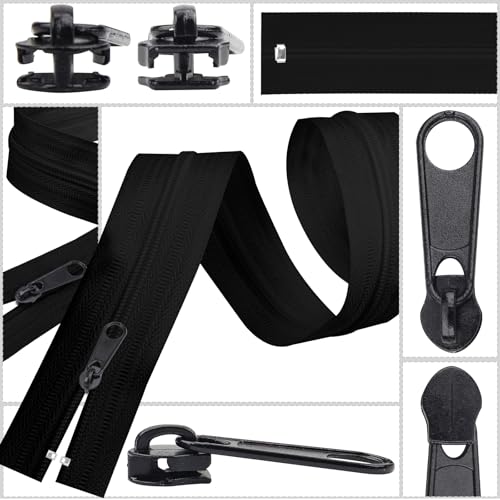 DOITEM 25Pcs Black Zipper Repair Kit Zippers Replacement 3# Zipper Pull Rescue Kit for Clothing Jackets Purses Luggage Backpacks - color: 3# Black Slider