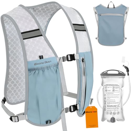 Running Vest Hydration Backpack for Men Women, Lightweight Breathable Hydration Packs, Adjustable Chest Straps Daypack, Reflective Water Running Vest for Marathon, Trail, Hiking, Cycling - color: Blue