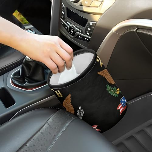 250TH of America Flag Eagle Car Rubbish Bag Can Reusable Hanging Auto Garbage Organization Can Bin with Adjustable Strap for Camping - color: 250TH of America Flag Eagle