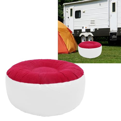Inflatable Flocking Stool, Lightweight Portable Ergonomic Design Soft Flocking Inflatable Foot Rest Sitting Stool for Outdoor Camping Picnic Fishing - color: Red