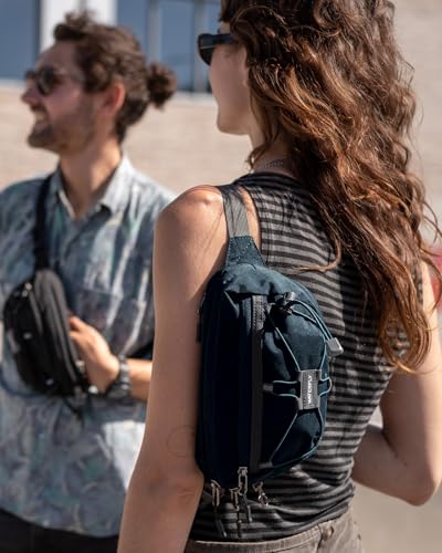 WATERFLY Small Fanny Pack RFID Blocking Travel Hiking Crossbody Waist Bag - color: Dark Blue