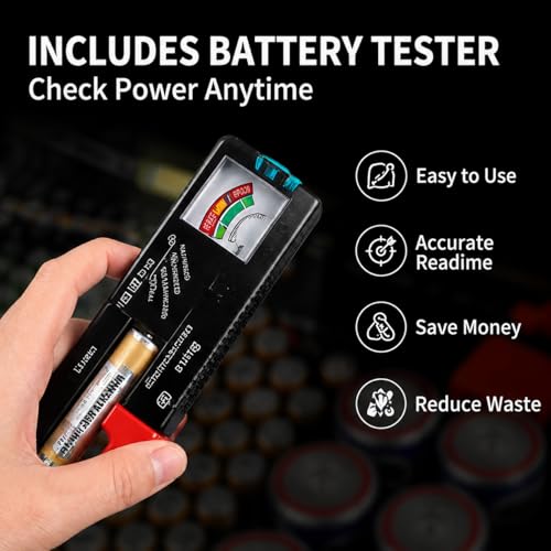 PAIYULE Battery Organizer Storage Case Box with Tester Checker, 220+ Batteries Holder Bag fits for AA AAA AAAA 9V C D Home Garage Container (Fits 220+ Batteries) (Fits 220+ Batteries)