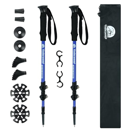 Trekking Poles Collapsible Hiking Poles, Lightweight Aluminum Hiking Sticks - color: Blue