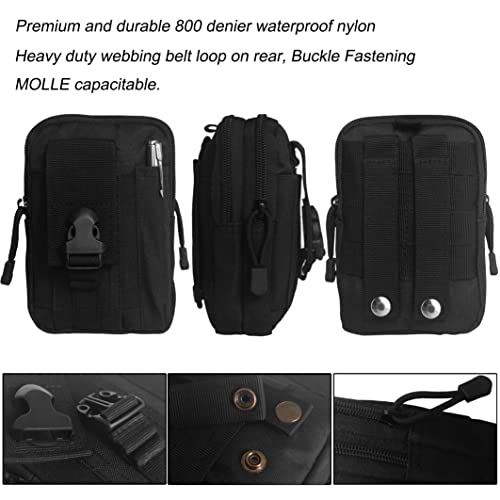 PHILEX Tactical Molle Pouch EDC Utility Gadget Outdoor Men Waist Bag with Phone Belt Clip Holder Holster - color: Black