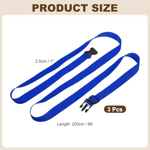 PATIKIL Utility Straps with Quick Release Buckle, (1 Inch x 6 Feet, Blue) (3 Pcs) Adjustable Luggage Polyester Straps Backpack Webbing, Suit for Sleeping Bag/Camping/Hiking - color: Blue, size: 1 Inch x 6 Feet