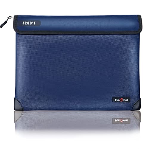 Fireproof Waterproof Money Document Bag, 13.9"x10.6", Blue - color: Blue, size: 13.9"x10.6"