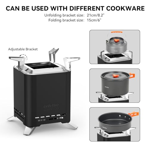2-in-1 Wood Burning Fire Pit with Pot Rack, 7.8" Tabletop Fireplace, Black | Portable Stainless Steel Camp Stove with Carry Bag for Camping, Patio, Backyard, RV & Tailgating, Smokeless Firepit, FP051 - color: Black, size: 7.8"