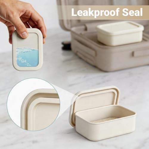 Leakproof Silicone Bar Soap Travel Container Case with Soap Saver Pad | Portable Soap Holder Dish for Shower Bathroom Sink Traveling, Shampoo and Conditioner Bar Holder Travel Essentials, Beige - color: Beige