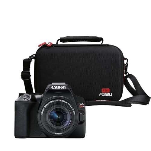 FBLFOBELI EVA Camera Case for Canon EOS Rebel T7/T8i/T5/R50/R100 | Hard EVA Shell, Shockproof & Water-Resistant, Custom Molded Interior, Detachable Shoulder Strap, Travel Storage Bag, Black - color: Black