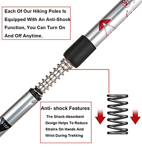 Aihoye Hiking Trekking Poles, 2 Pack Walking Hiking Sticks for Men &Women - color: silver