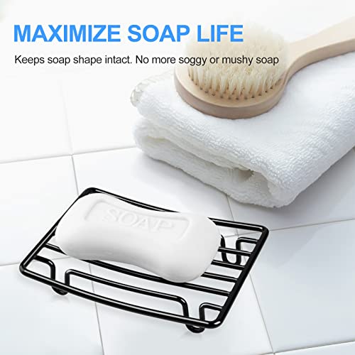 Soap Dish, Stainless Steel Bar Soap Holder for Shower Bathroom, Rust Proof Self Draining Soap Tray, Black-1 Pack - color: Black-rectangular 1p