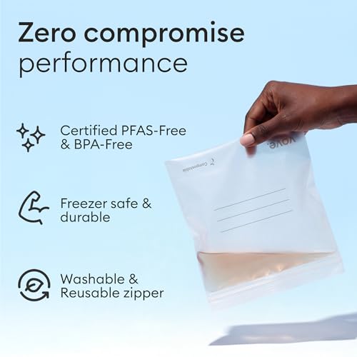 Vove Compostable Storage Bags 160 Ct Variety Pack (S/M/L/XL), Plastic-Free Zip Bags for Food Storage and Meal Prep, PFAS-Free and BPI Certified, Freezer Safe Airtight Seal, Plant-Based - size: Multi-Size (S/M/L/XL) - 140 Count