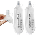 2 Pack 500ml Soft Flask, Shrink As You Drink Collapsible Water Bottles for Running Vest & Hydration Pack, BPA-Free Leak-Proof TPU Folding Bottle for Hiking Cycling Climbing Jogging-White - color: White
