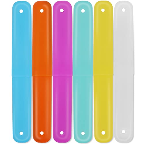 Cllayees 6 Pcs Travel Toothbrush Case Holder, Breathable Portable Toothbrush Container, Multiple Color Clear Toothbrush Holder for Home Trip Camping - size: 7.7 inches