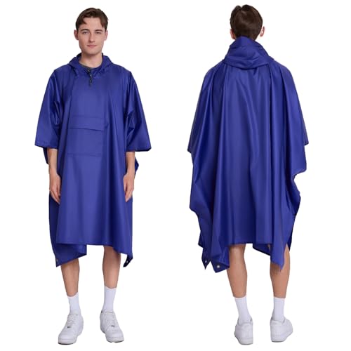 Multi functional cape hooded raincoat suitable for outdoor camping and hiking, suitable for both men and women - color: Blue