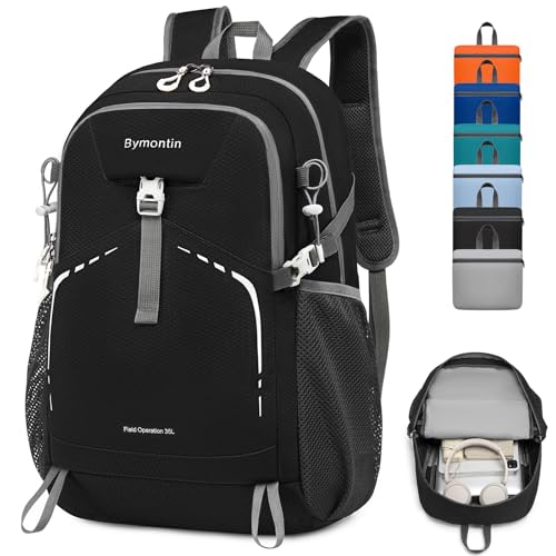 Lightweight Foldable 35L Everyday Backpack, Packable Daypack (Black) - color: 35l-black