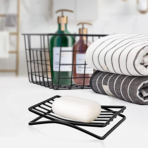 Soap Dish Bar Soap Holder for Shower Bathroom, Stainless Steel Self-draining Sponge Holder for Kitchen Sink Bathtub, Easy Cleaning Quick Dry, Black - color: Black-1 Pack