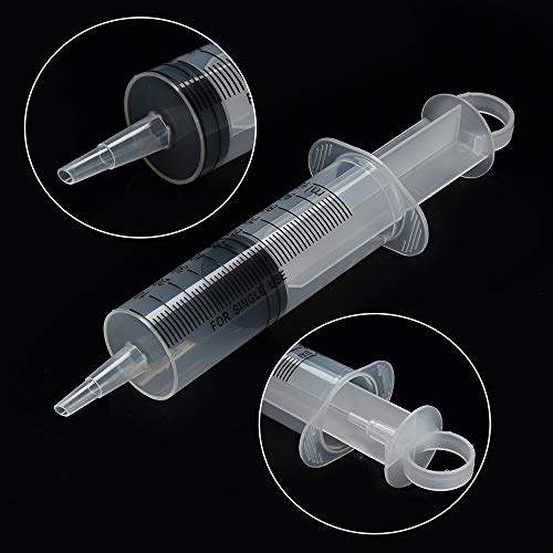 5 Pack 100ml Syringes with Tip Adapters, Large Garden Syringe for Scientific Labs, Nutrient Measuring, Watering, Refilling - size: 100 ml